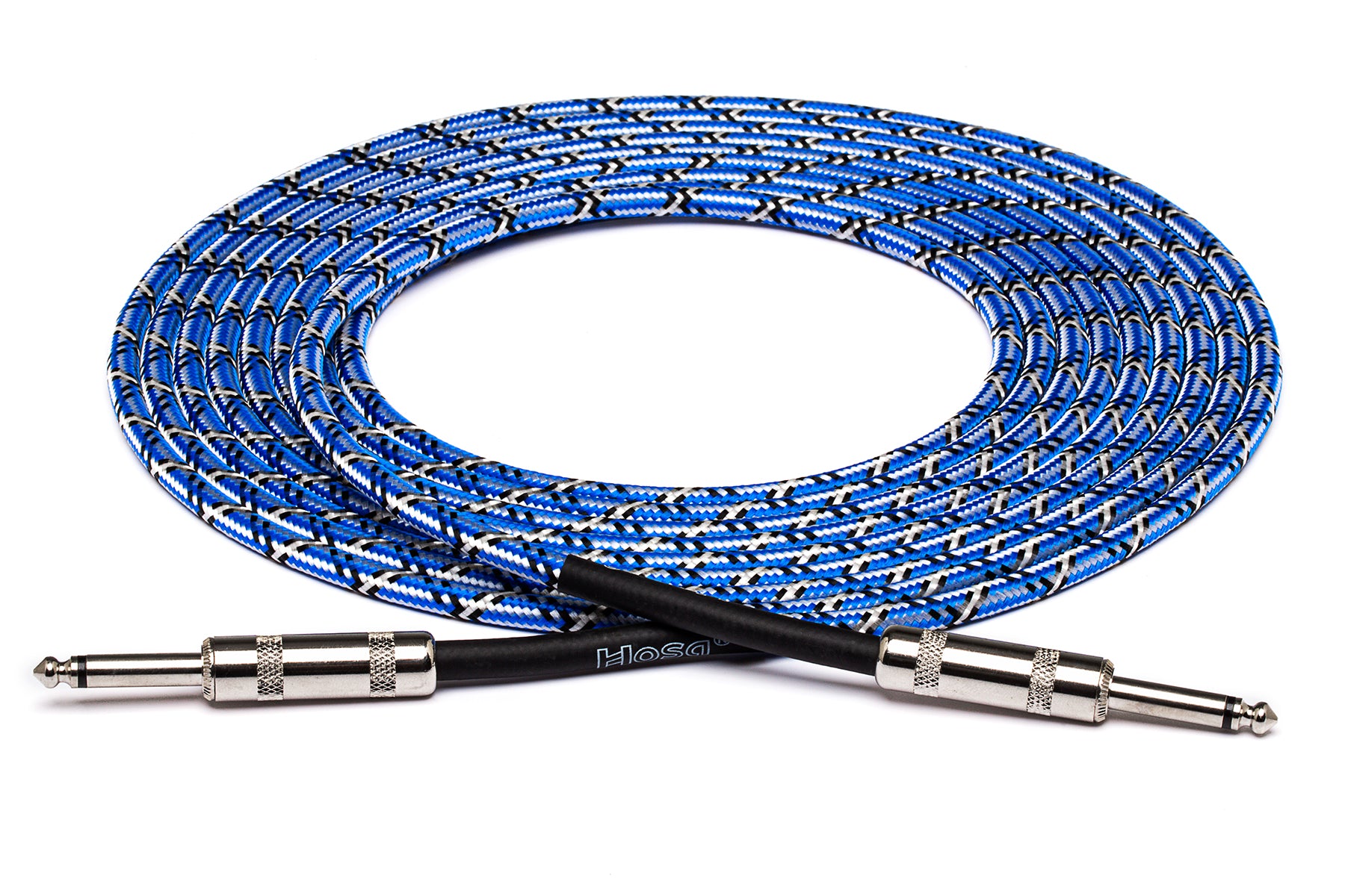 Hosa 3GT18C1 Cloth Guitar Cable, Straight To Same, 18 Ft / 5.5M Blue/White/Black