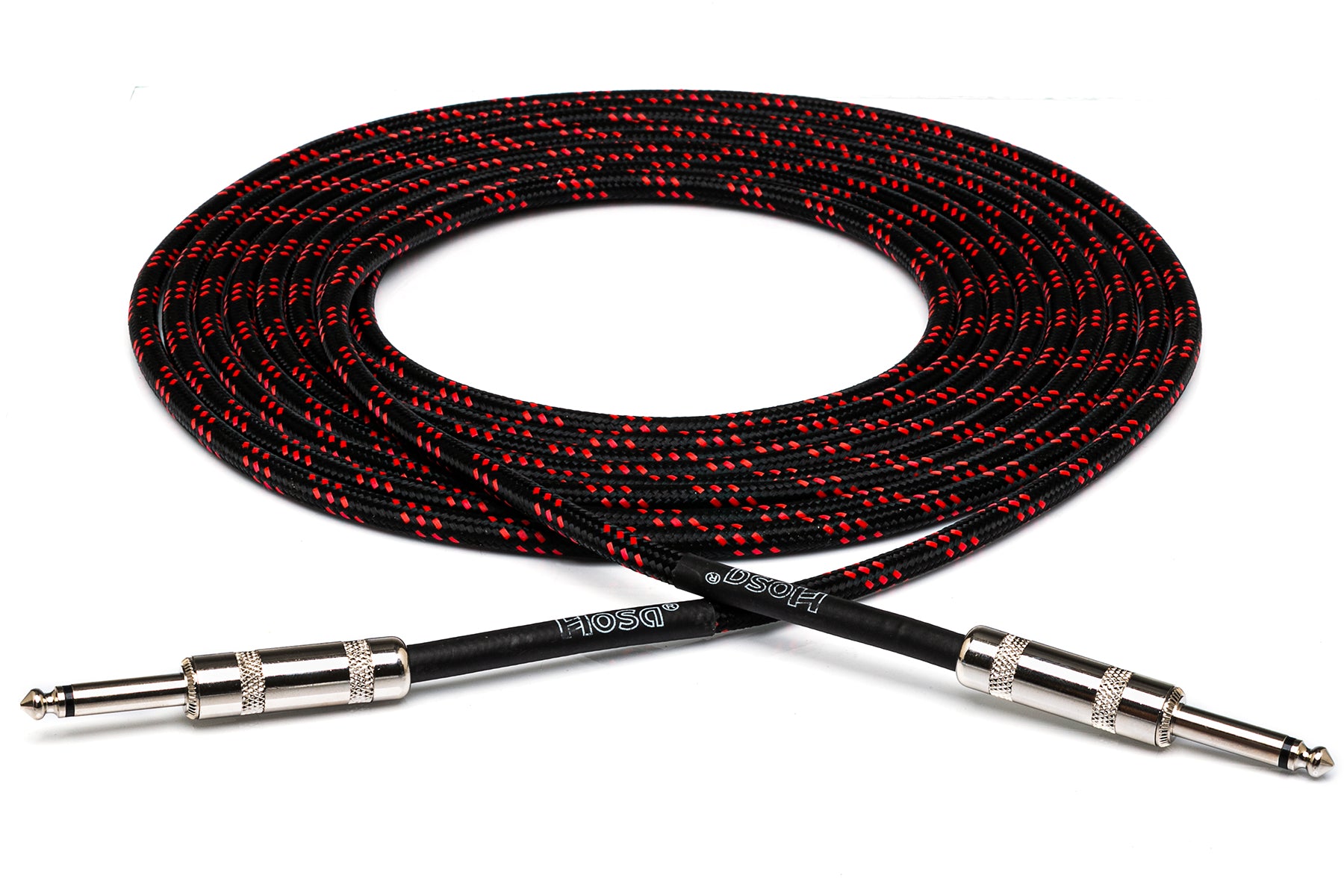 Hosa 3GT18C5 Cloth Guitar Cable, Straight To Same, 18 Ft / 5.5M Black/Red