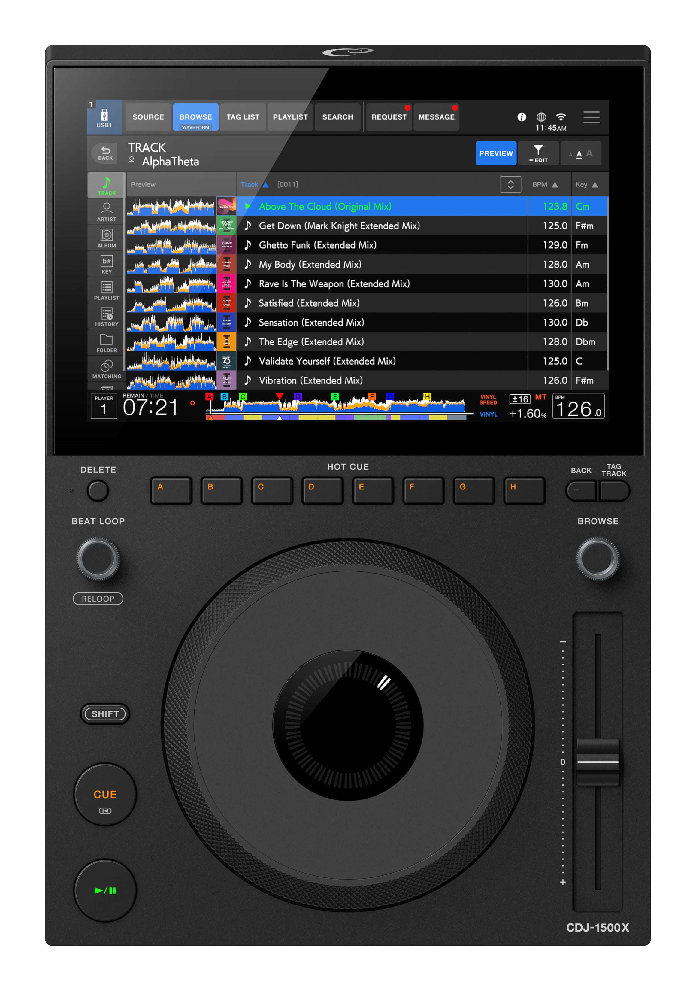 AlphaTheta CDJ-1500X Professional Digital Media Player – Black