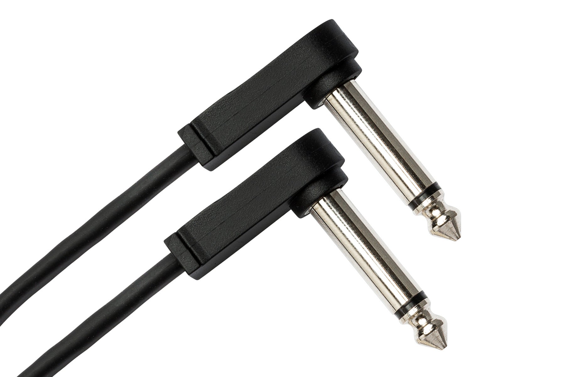 The Hosa CFP118 Flat Guitar Patch Cable, Molded Low-Profile Right-Angle To Same, 18 In