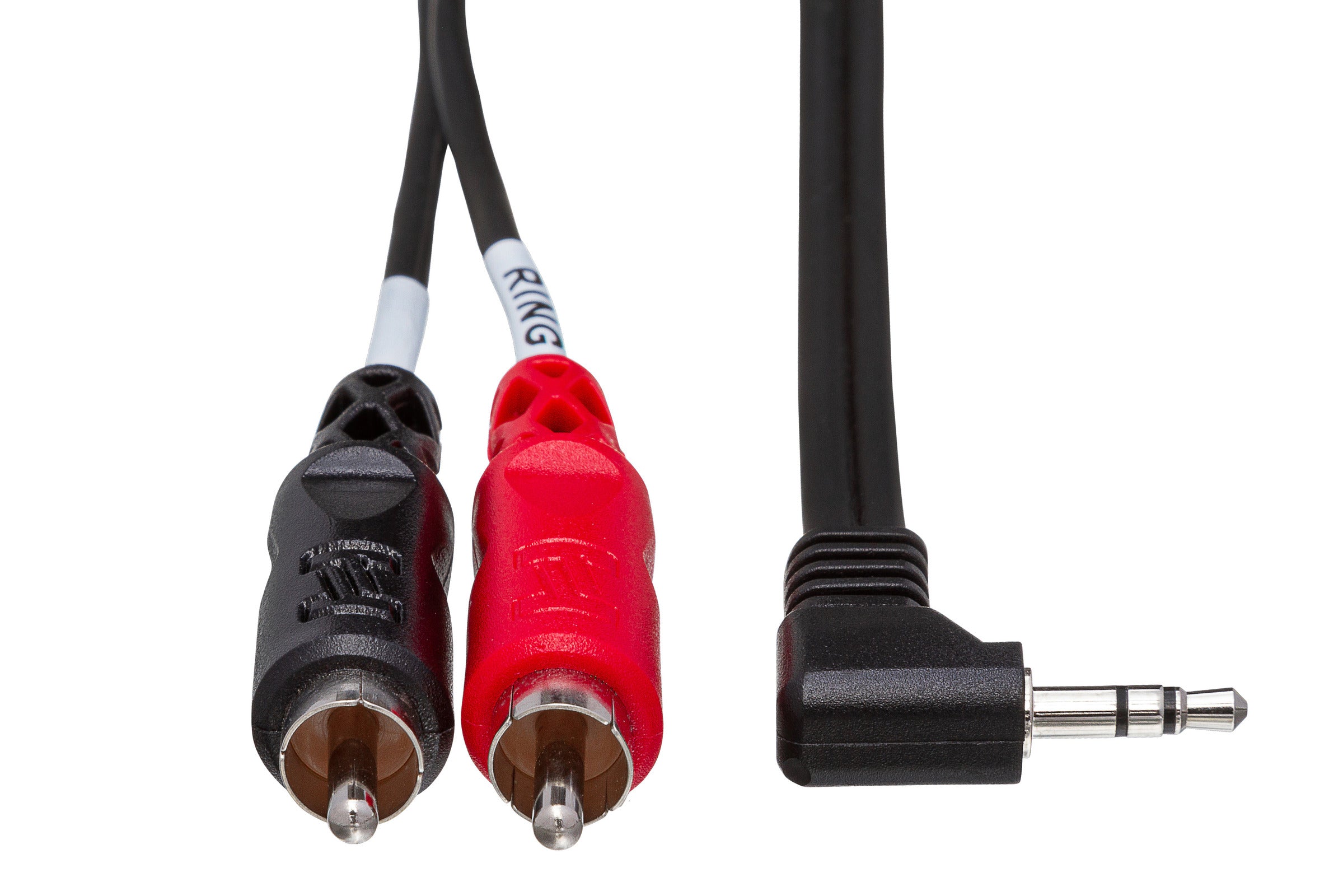 Hosa CMR203R Stereo Breakout, Right-Angle 3.5 Mm TRS To Dual RCA, 3 Ft / 0.9M