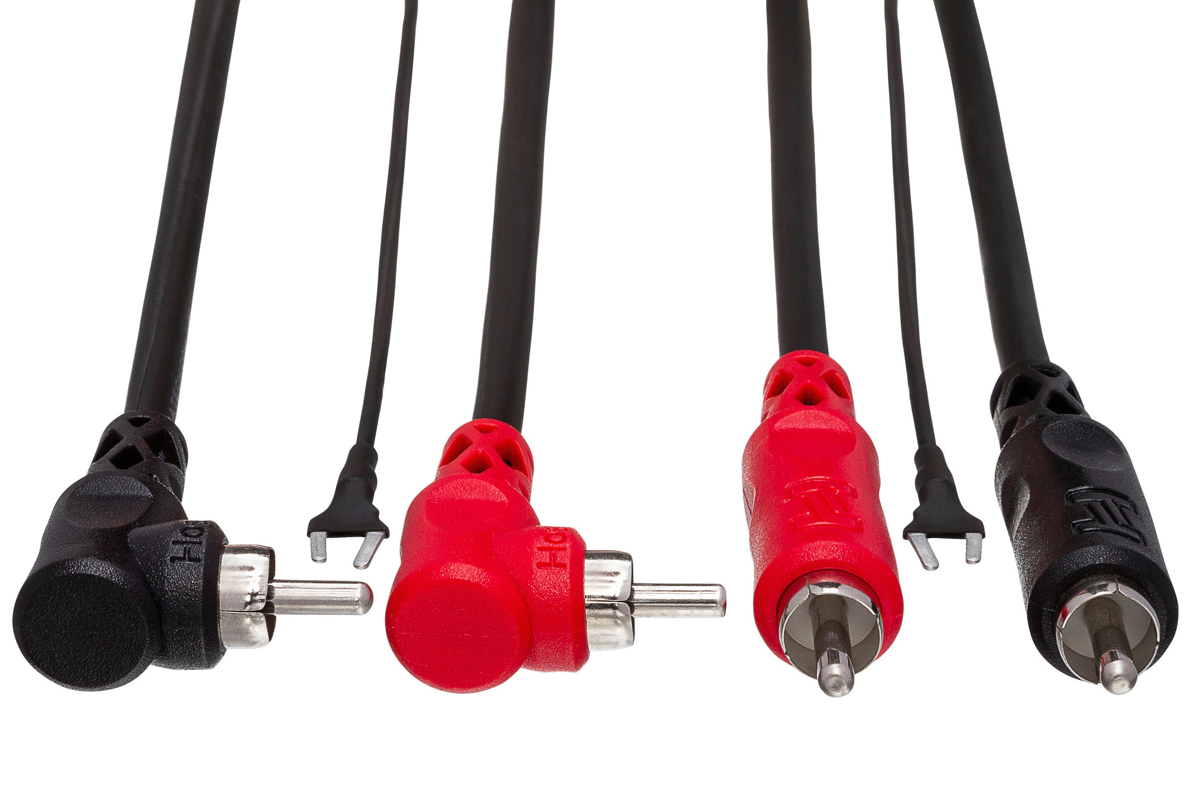 Hosa CRA201DJ Stereo Interconnect, Dual RCA To Dual Right-Angle RCA With Ground Wire, 1 M