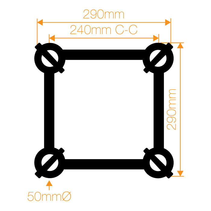 Global Truss F34 0.25m - 5m Square Box Truss 290 x 290