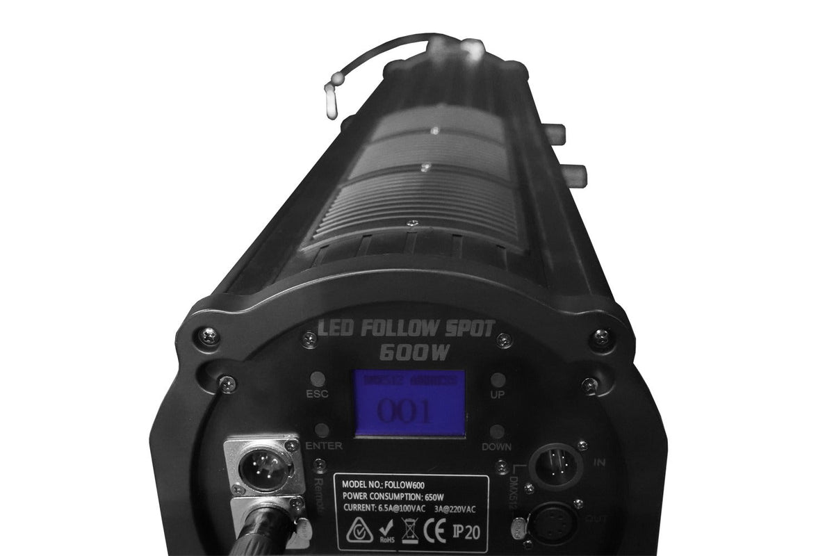 Event Lighting FOLLOW600 - 600W LED Followspot with Stand and Road Case