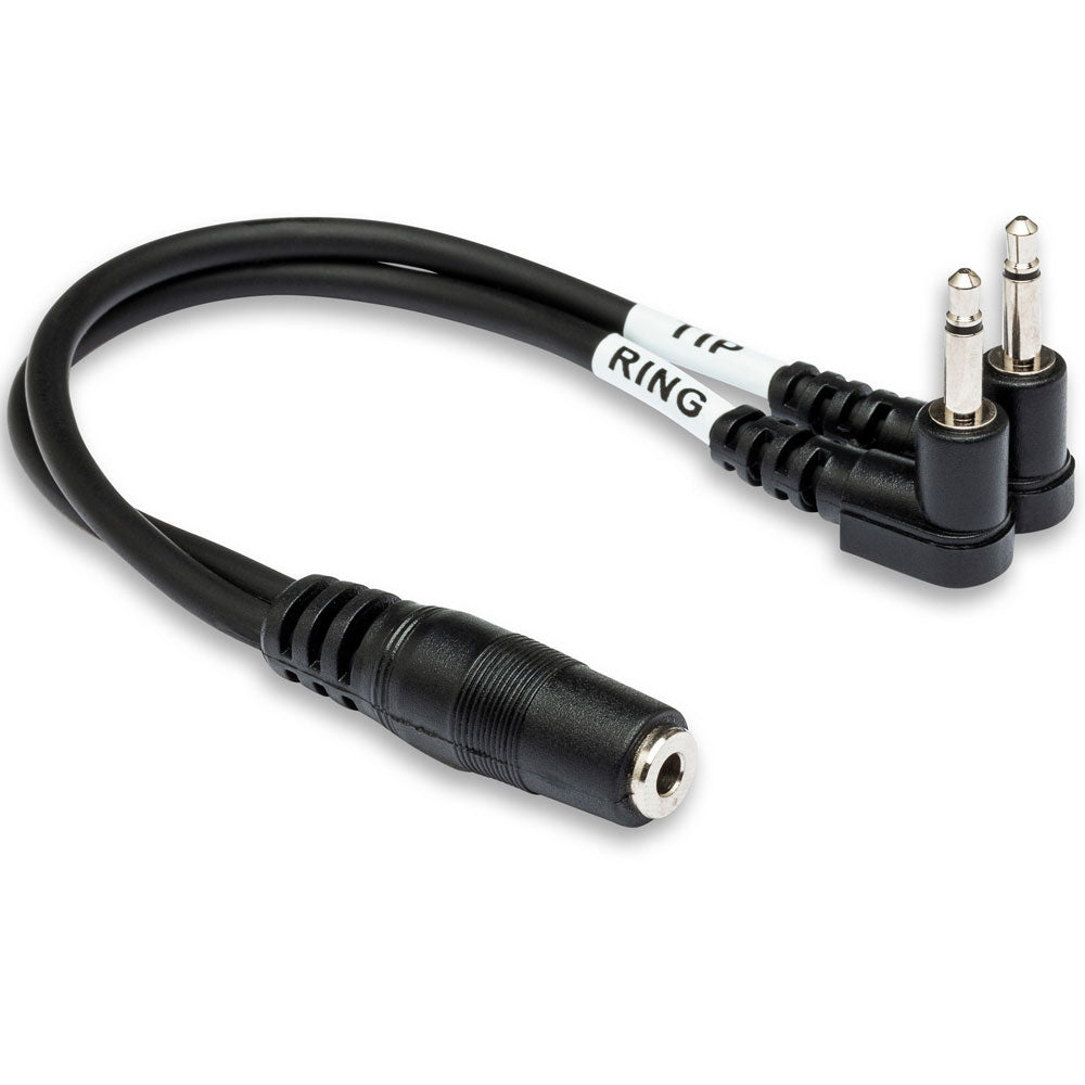 Hosa YMM492 Air Travel Headphone Adapter, Dual 3.5 Mm Ts To 3.5 Mm TRSF