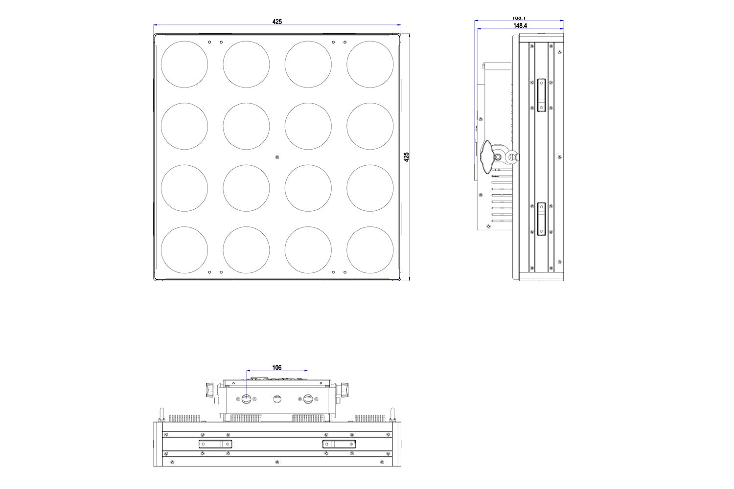 Event Lighting PANX44 - 4x4 40W COB RGB+CW+WW Pixel Control Panel