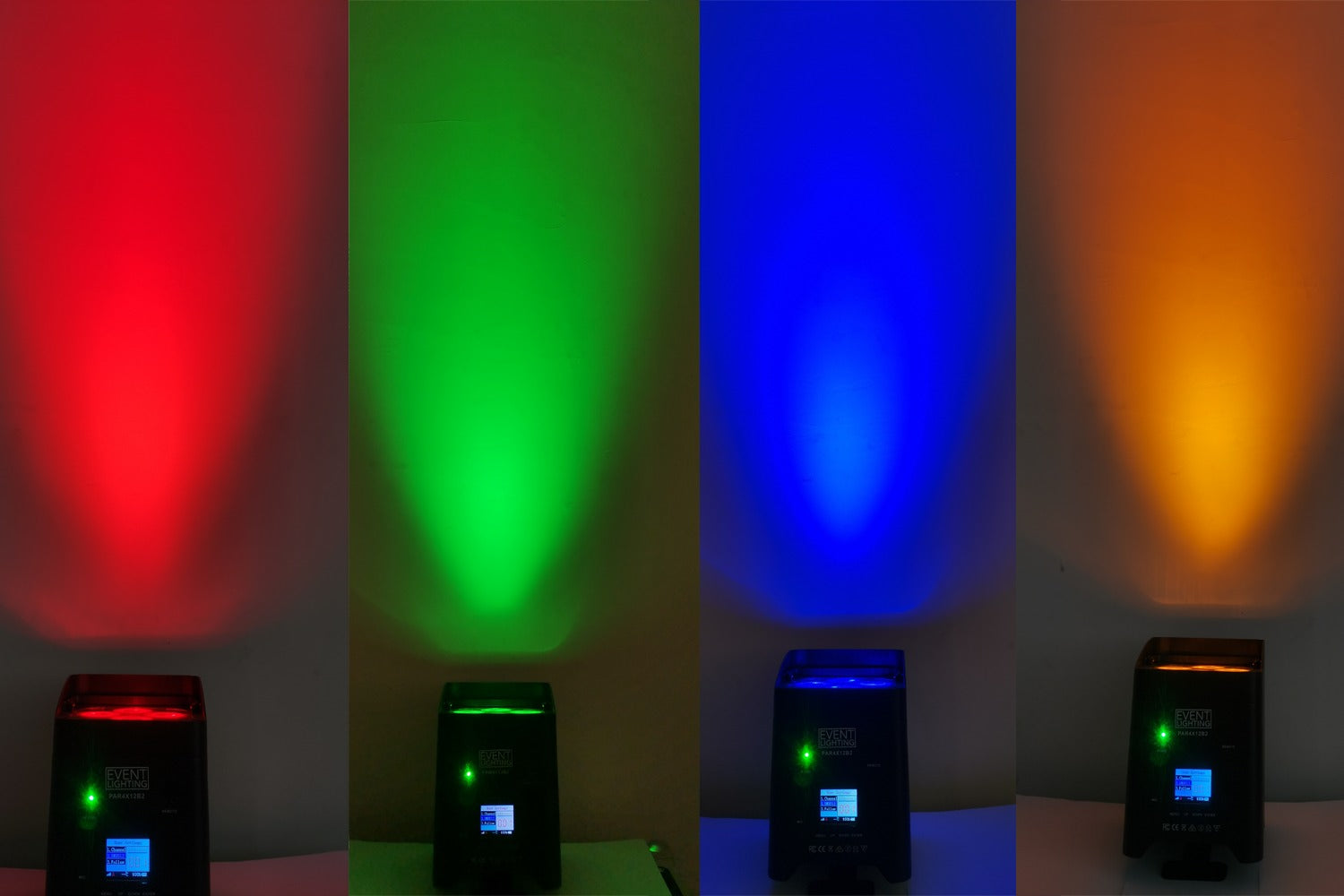 Event Lighting PAR4X12B2 - Battery Uplight 4x12W RGBWAUV LEDs, Wireless DMX & IR Remote