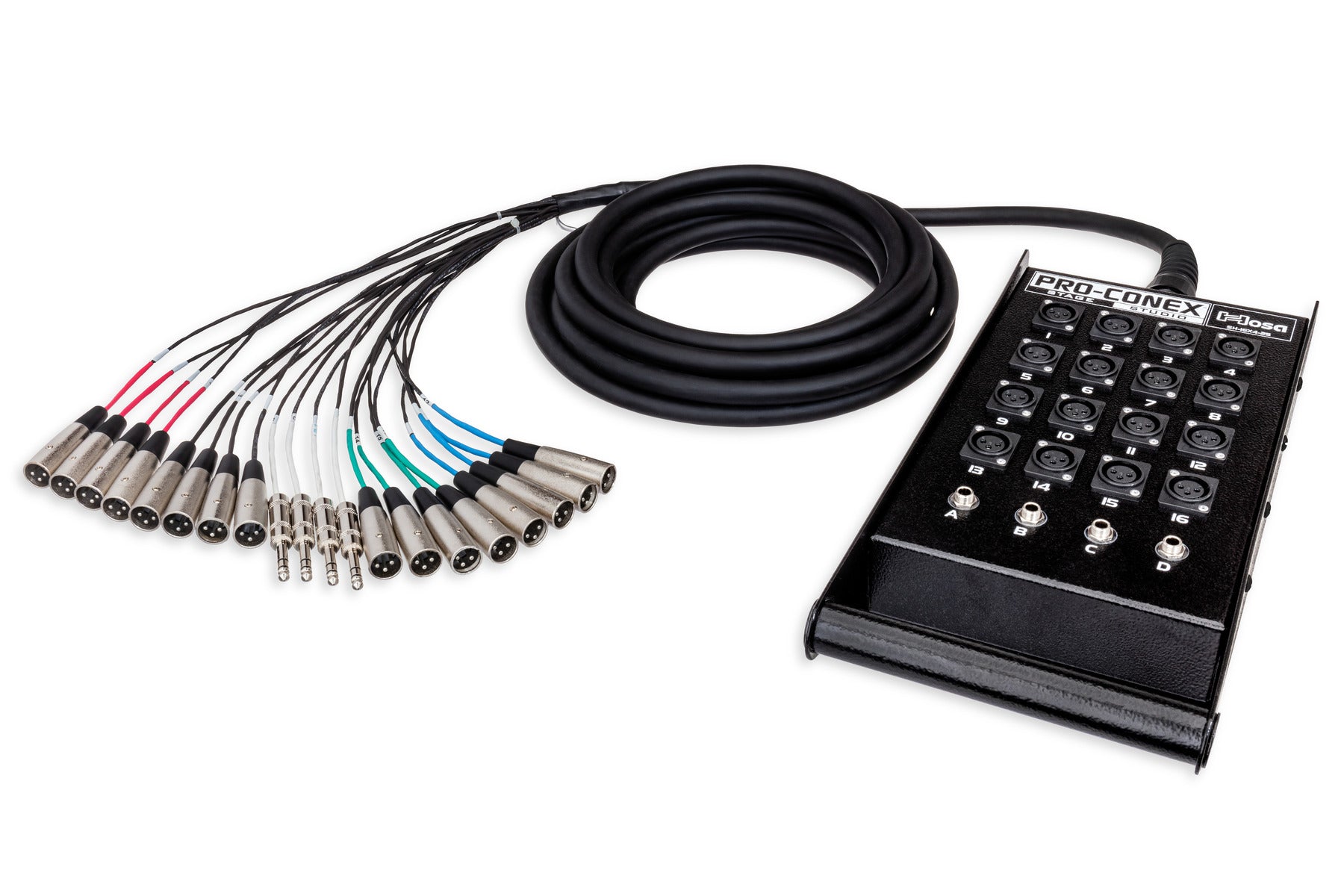 Hosa SH16X425 Pro-Conex Stage Box Snake, 16 X XLR Sends And 4 X 1/4 In TRS Returns, 25 Ft / 7.6M