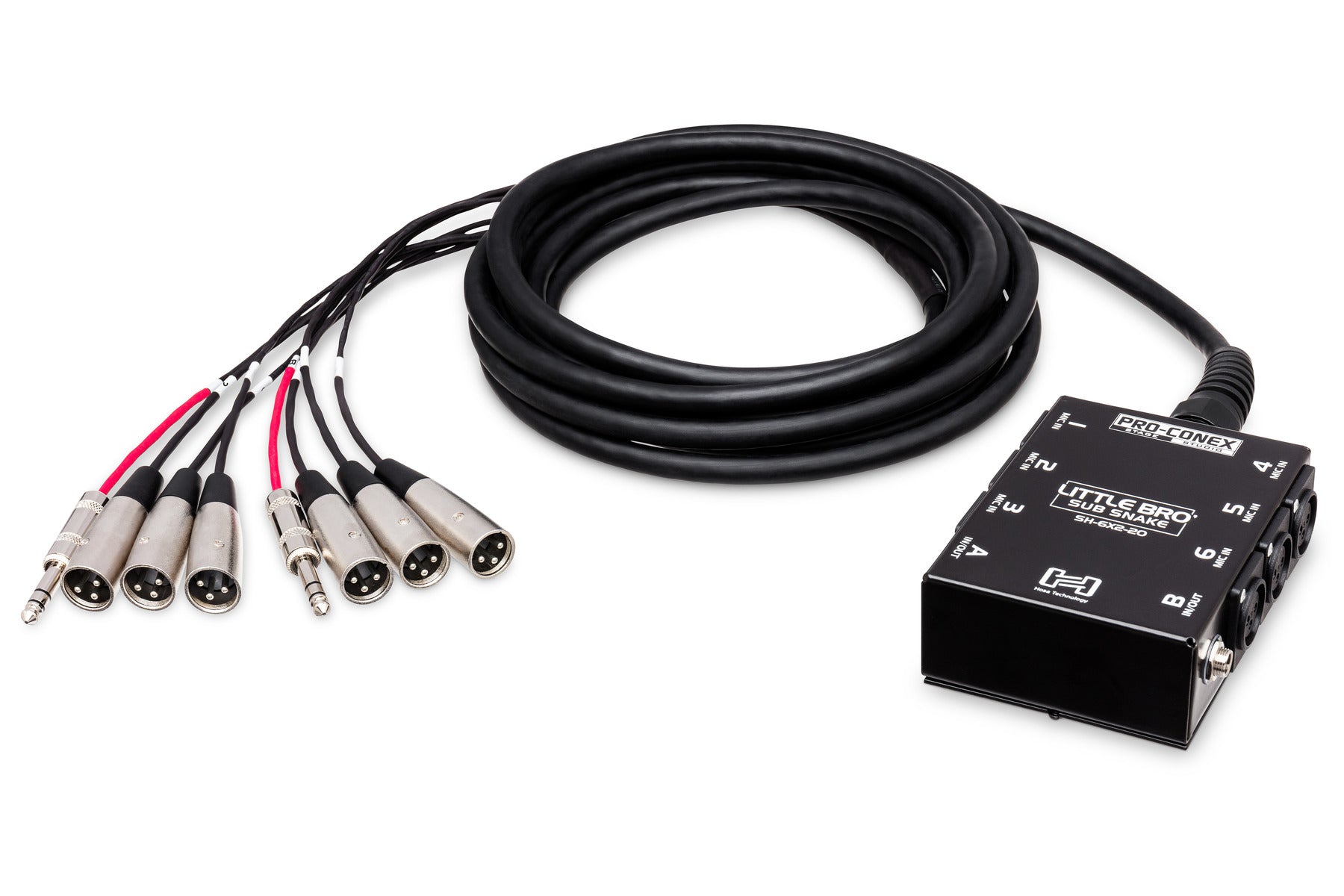 Hosa SH6X220 Pro-Conex Little Bro' Sub Snake, 6 X XLR Sends And 2 X 1/4 In TRS Returns, 20 Ft / 6M