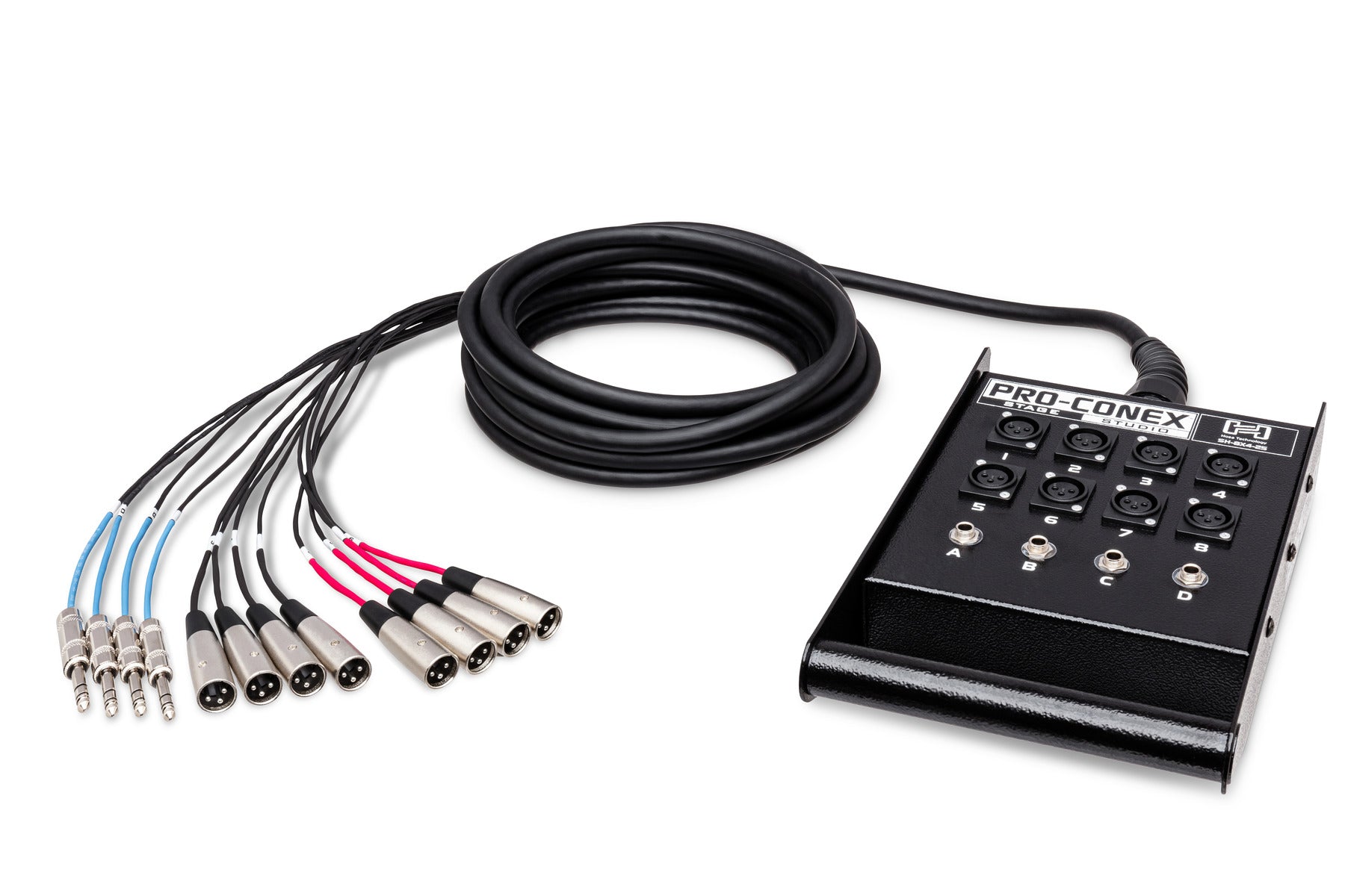 Hosa SH8X4100 Pro-Conex Stage Box Snake, 8 X XLR Sends And 4 X 1/4 In TRS Returns, 100 Ft / 30M