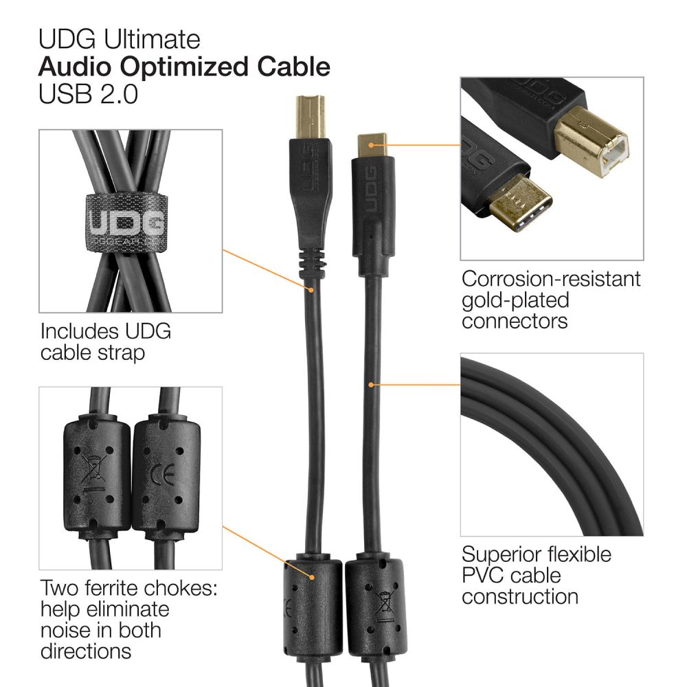 UDG Ultimate Cable USB 2.0 C-B Black Straight 1.5m