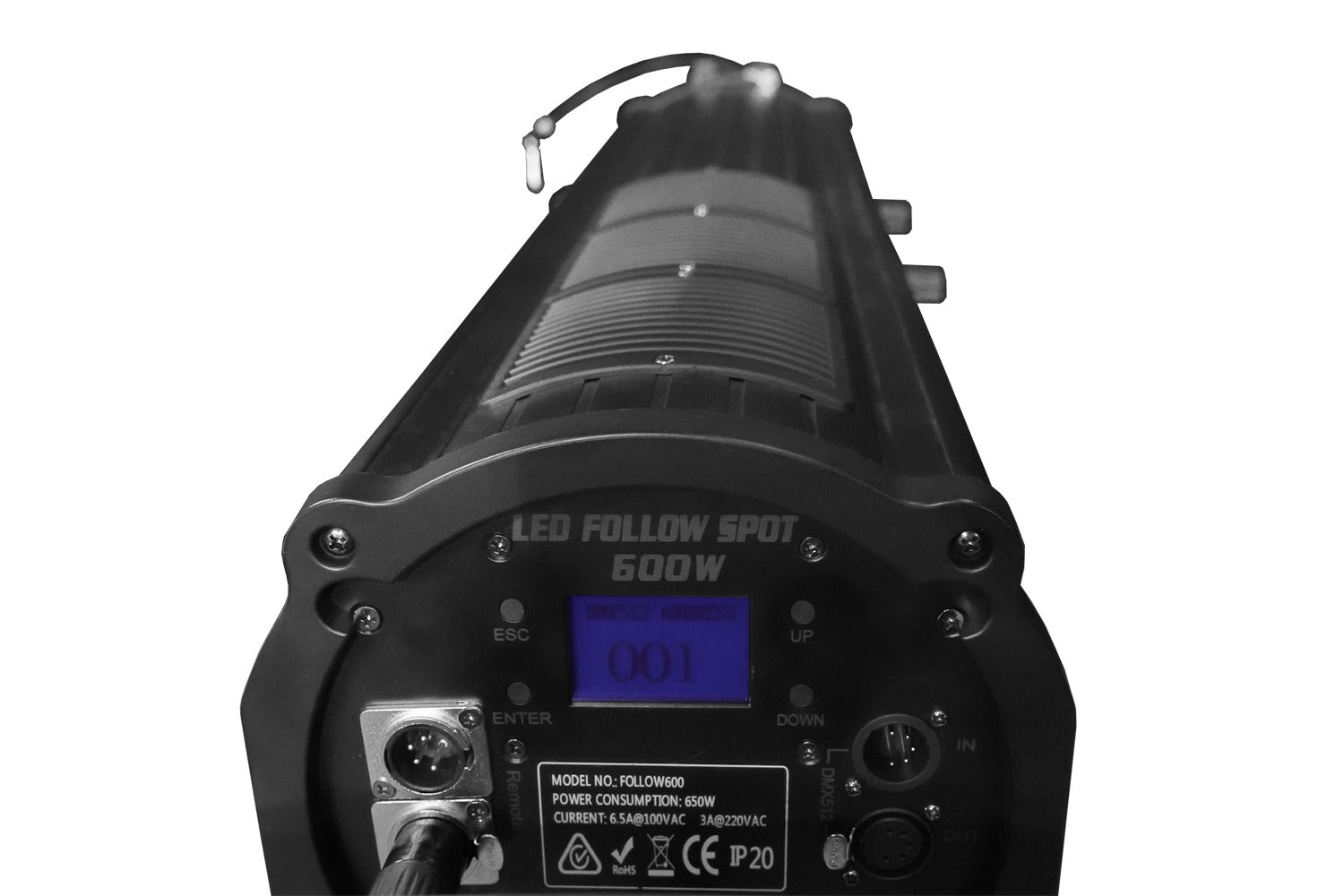 Event Lighting FOLLOW600 - 600W LED Followspot with Stand and Road Case