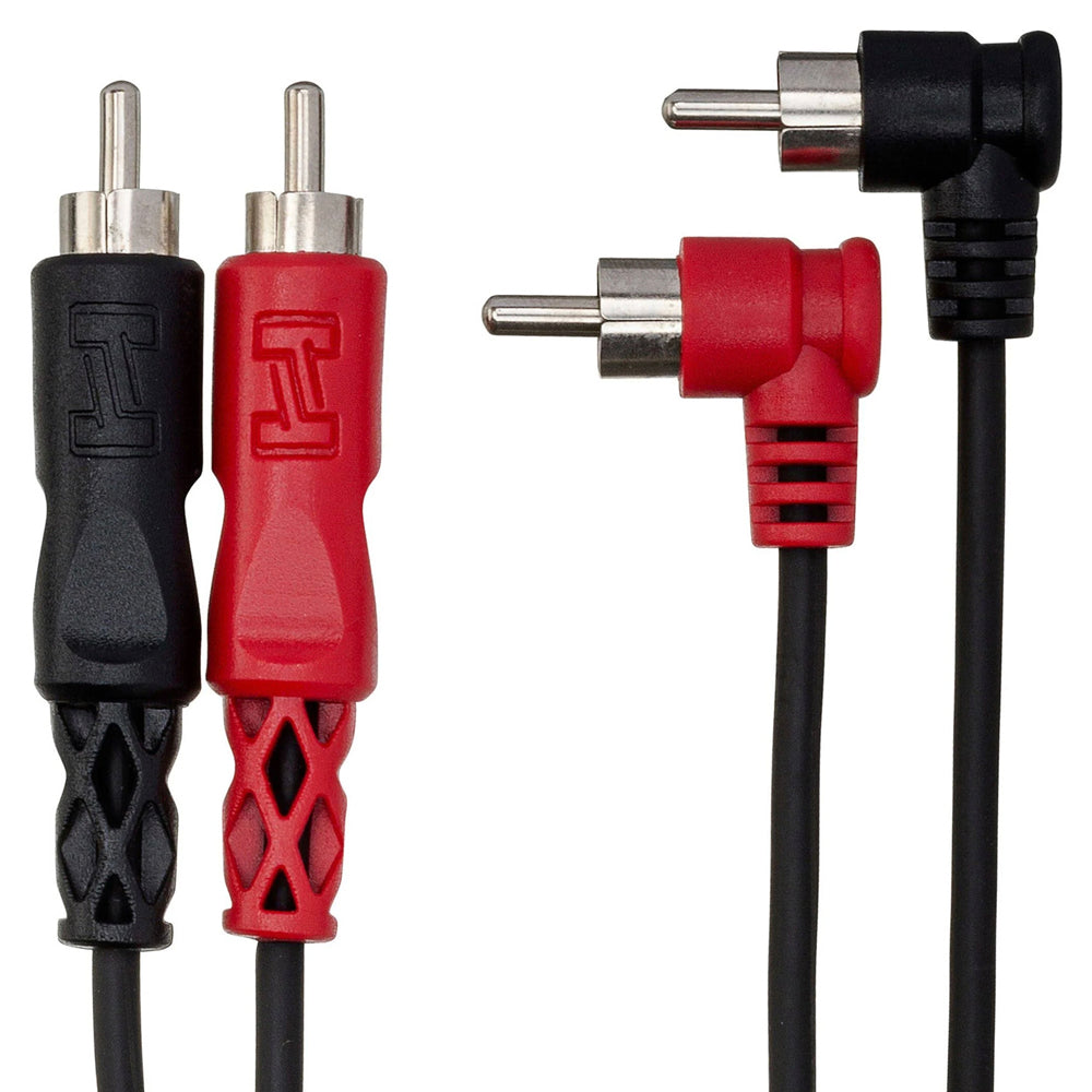 Hosa CRA202R Stereo Interconnect, Dual RCA To Dual Right-Angle RCA, 2 M