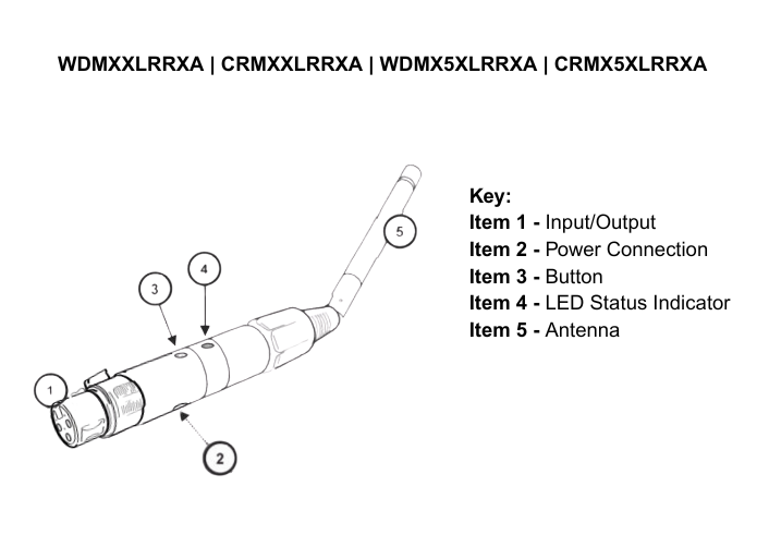 Event Lighting CRMXLRRXA - Wireless DMX 3-pin XLR plug receiver 2.4Ghz CRDMX protocol