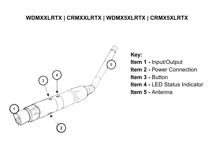 Event Lighting CRMXXLRTX - Wireless DMX 3-pin XLR plug transmitter 2.4Ghz CRMX protocol